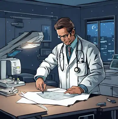 Doktor v nemocnici - AI ilustrace