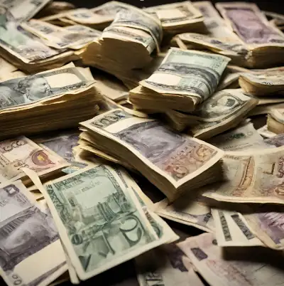 Hromada peněz - ilustrace